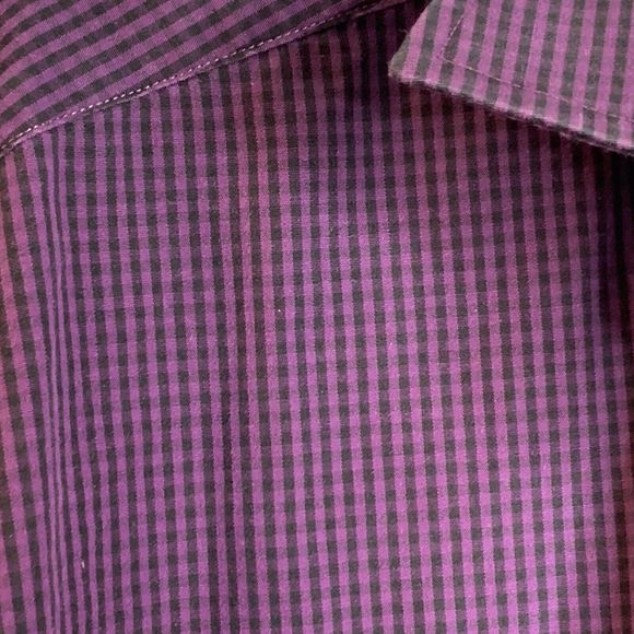 Thomas Dean Button Up Shirt Men Size XL Purple Check Flip Cuff ￼Pima Cotton - Picture 6 of 11